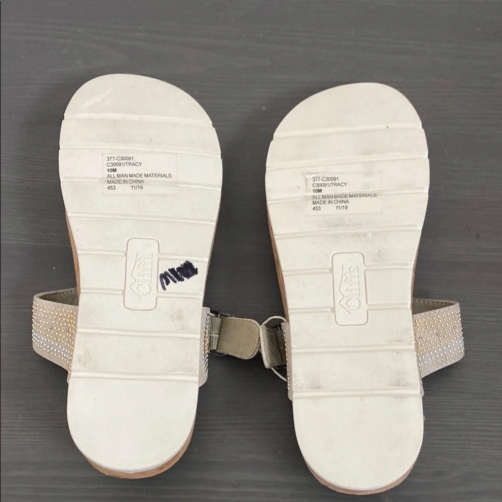 Cliffs By‎ White Mountain Tracy Thong Sandal Slip On Sparkle Studded Upper Sz 10